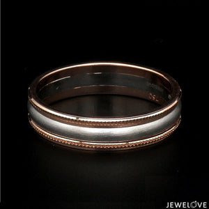 Milgrain Edge Platinum & Rose Gold Couple Rings JL PT 636-A