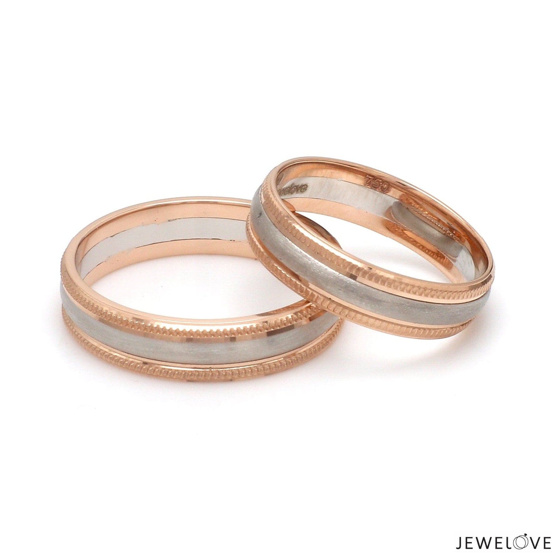 Milgrain Edge Platinum & Rose Gold Couple Rings JL PT 636-A