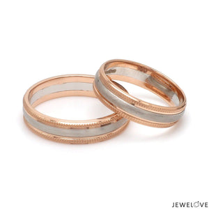 Milgrain Edge Platinum & Rose Gold Couple Rings JL PT 636-A
