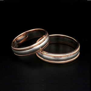Milgrain Edge Platinum & Rose Gold Couple Rings JL PT 636-A