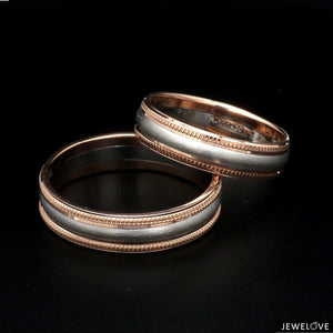 Milgrain Edge Platinum & Rose Gold Couple Rings JL PT 636-A