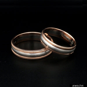 Milgrain Edge Platinum & Rose Gold Couple Rings JL PT 636-A