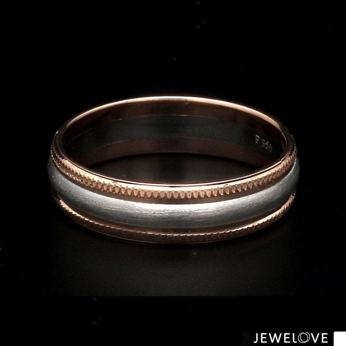 Milgrain Edge Platinum & Rose Gold Couple Rings JL PT 636-A
