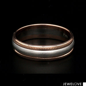 Milgrain Edge Platinum & Rose Gold Couple Rings JL PT 636-A