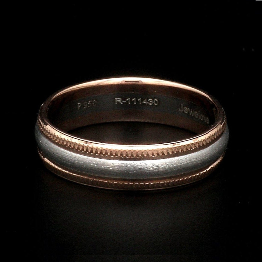 Milgrain Edge Platinum & Rose Gold Couple Rings JL PT 636-A