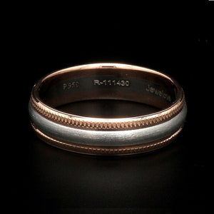 Milgrain Edge Platinum & Rose Gold Couple Rings JL PT 636-A