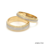 Load image into Gallery viewer, Milgrain Edge Platinum &amp; Yellow Gold Couple Rings JL PT 636
