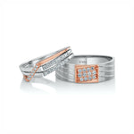 Load image into Gallery viewer, Parallel Paths Platinum Couple Rings with Rose Gold &amp; Diamonds JL PT 966
