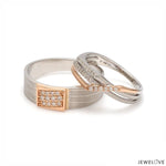 Load image into Gallery viewer, Parallel Paths Platinum Couple Rings with Rose Gold &amp; Diamonds JL PT 966
