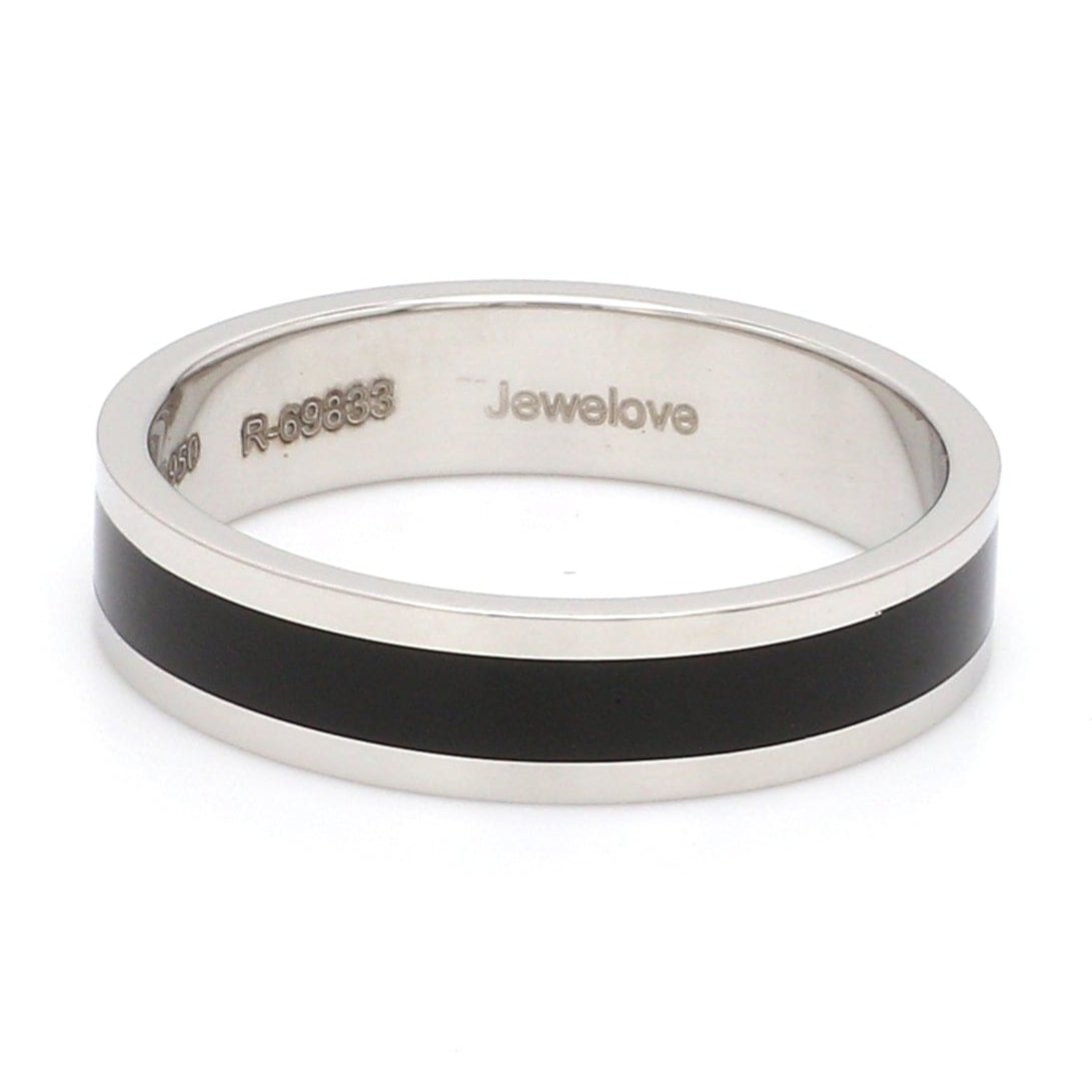Plain Platinum Ring with Black Enamel for Men JL PT 1118