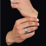 Load image into Gallery viewer, Plain Platinum Ring with Blue Enamel for Men JL PT 1119
