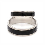 Load image into Gallery viewer, Platinum Couple Unisex Ring with Black Ceramic JL PT 1330
