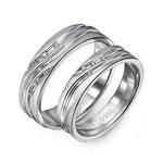 Load image into Gallery viewer, Platinum Couple Rings with Diamonds set in Curvilinear Grooves JL PT 428

