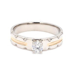 Load image into Gallery viewer, Platinum Couple Rings with Single Diamonds &amp; Rose Gold Grooves JL PT 621
