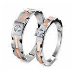 Load image into Gallery viewer, Platinum Couple Rings with Single Diamonds &amp; Rose Gold Grooves JL PT 621
