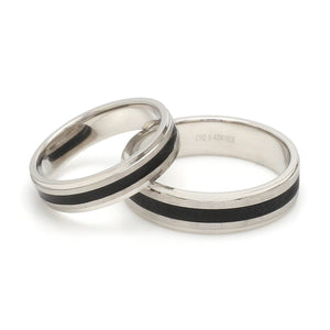Platinum Couple Unisex Ring with Black Line Ceramic JL PT 1328