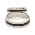 Load image into Gallery viewer, Platinum Couple Unisex Ring with Black Line Ceramic JL PT 1328
