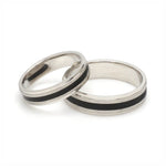 Load image into Gallery viewer, Platinum Couple Unisex Ring with Black Line Ceramic JL PT 1328
