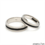 Load image into Gallery viewer, Platinum Couple Unisex Ring with Black Line Ceramic JL PT 1328

