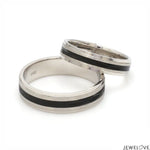 Load image into Gallery viewer, Platinum Couple Unisex Ring with Black Line Ceramic JL PT 1328
