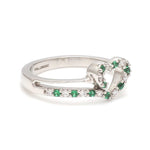 Load image into Gallery viewer, Platinum Diamond with Emerald Heart Ring for Women JL PT LC889-A
