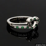 Load image into Gallery viewer, Platinum Diamond with Emerald Heart Ring for Women JL PT LC889-A
