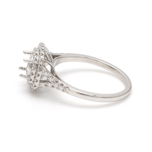 Platinum Double Halo Diamond Split Shank Mounting Ring JL PT 1268-M