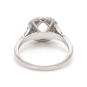 Platinum Double Halo Diamond Split Shank Mounting Ring JL PT 1268-M