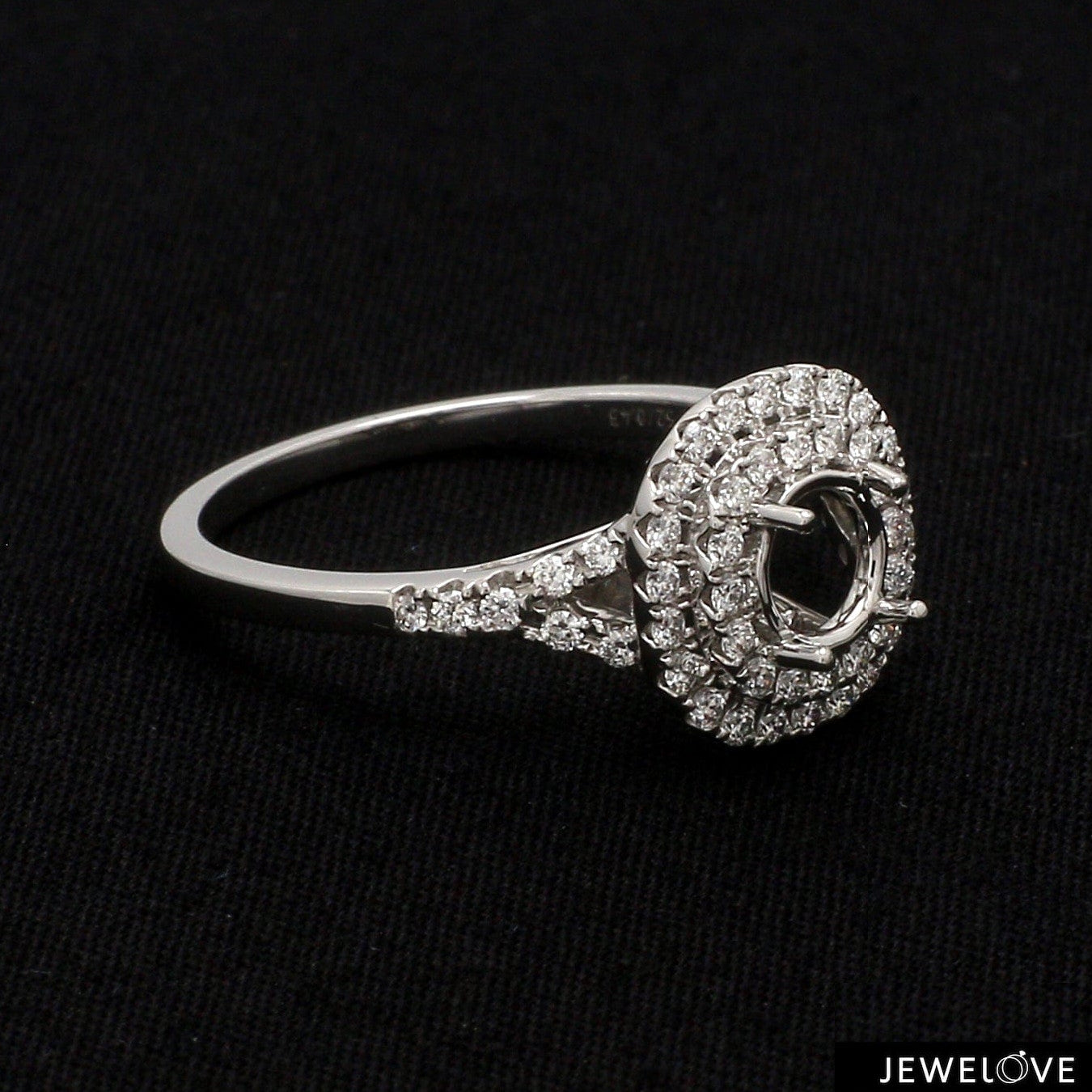 Platinum Double Halo Diamond Split Shank Mounting Ring JL PT 1268-M