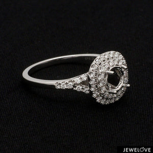 Platinum Double Halo Diamond Split Shank Mounting Ring JL PT 1268-M