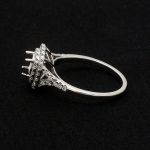 Platinum Double Halo Diamond Split Shank Mounting Ring JL PT 1268-M