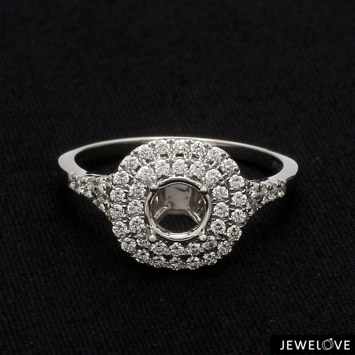 Platinum Double Halo Diamond Split Shank Mounting Ring JL PT 1268-M