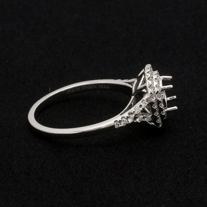 Platinum Double Halo Diamond Split Shank Mounting Ring JL PT 1268-M