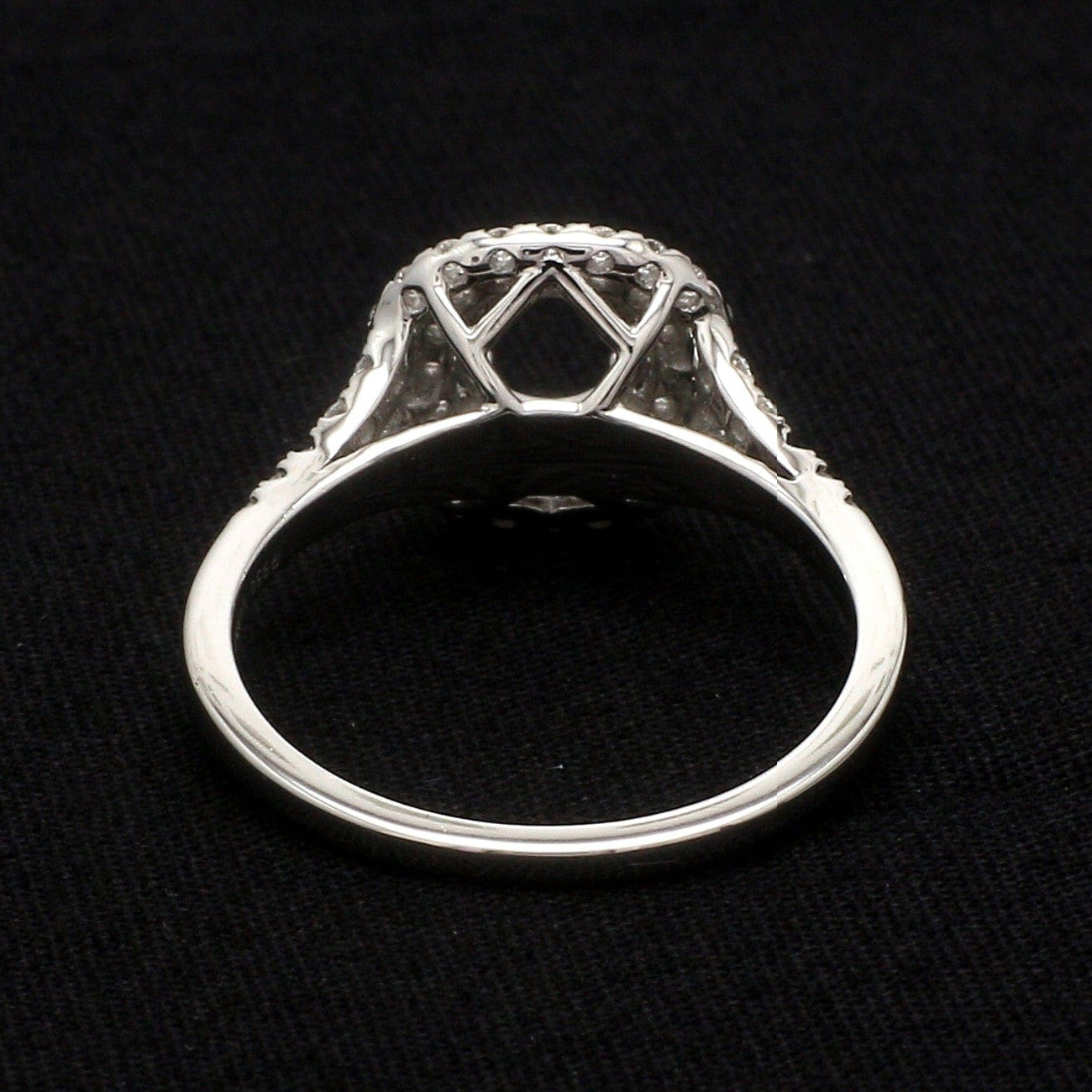 Platinum Double Halo Diamond Split Shank Mounting Ring JL PT 1268-M