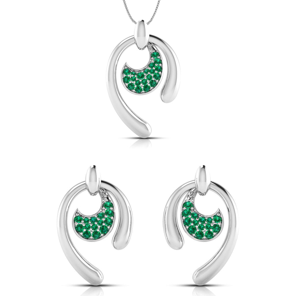 Platinum Pendant Set with Emerald for Women JL PT PE NL8636E   Jewelove.US