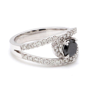 Platinum Engagement Ring for Women with Black Diamond  SJ PTO 516-BlackDiamond