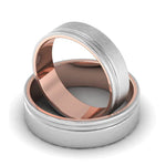 Load image into Gallery viewer, Platinum Love Bands with a Single Groove &amp; Rose Gold Base JL PT 643
