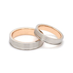 Load image into Gallery viewer, Platinum Love Bands with a Single Groove &amp; Rose Gold Base JL PT 643
