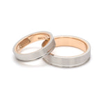 Load image into Gallery viewer, Platinum Love Bands with a Single Groove &amp; Rose Gold Base JL PT 643
