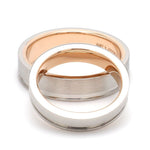 Load image into Gallery viewer, Platinum Love Bands with a Single Groove &amp; Rose Gold Base JL PT 643

