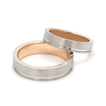 Load image into Gallery viewer, Platinum Love Bands with a Single Groove &amp; Rose Gold Base JL PT 643
