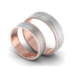 Load image into Gallery viewer, Platinum Love Bands with a Single Groove &amp; Rose Gold Base JL PT 643
