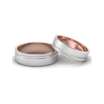 Load image into Gallery viewer, Platinum Love Bands with a Single Groove &amp; Rose Gold Base JL PT 643
