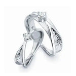 Load image into Gallery viewer, Platinum Love Bands with Raised Solitaires JL PT 108
