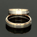 Load image into Gallery viewer, Engraved Platinum Love Bands with Rose Gold You &amp; Me Ring JL PT 1404
