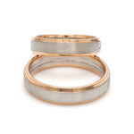 Load image into Gallery viewer, Engraved Platinum Love Bands with Rose Gold You &amp; Me Ring JL PT 1404

