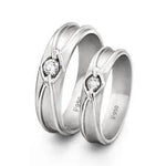 Load image into Gallery viewer, Platinum Love Bands with Single Diamonds in a Knot JL PT 208
