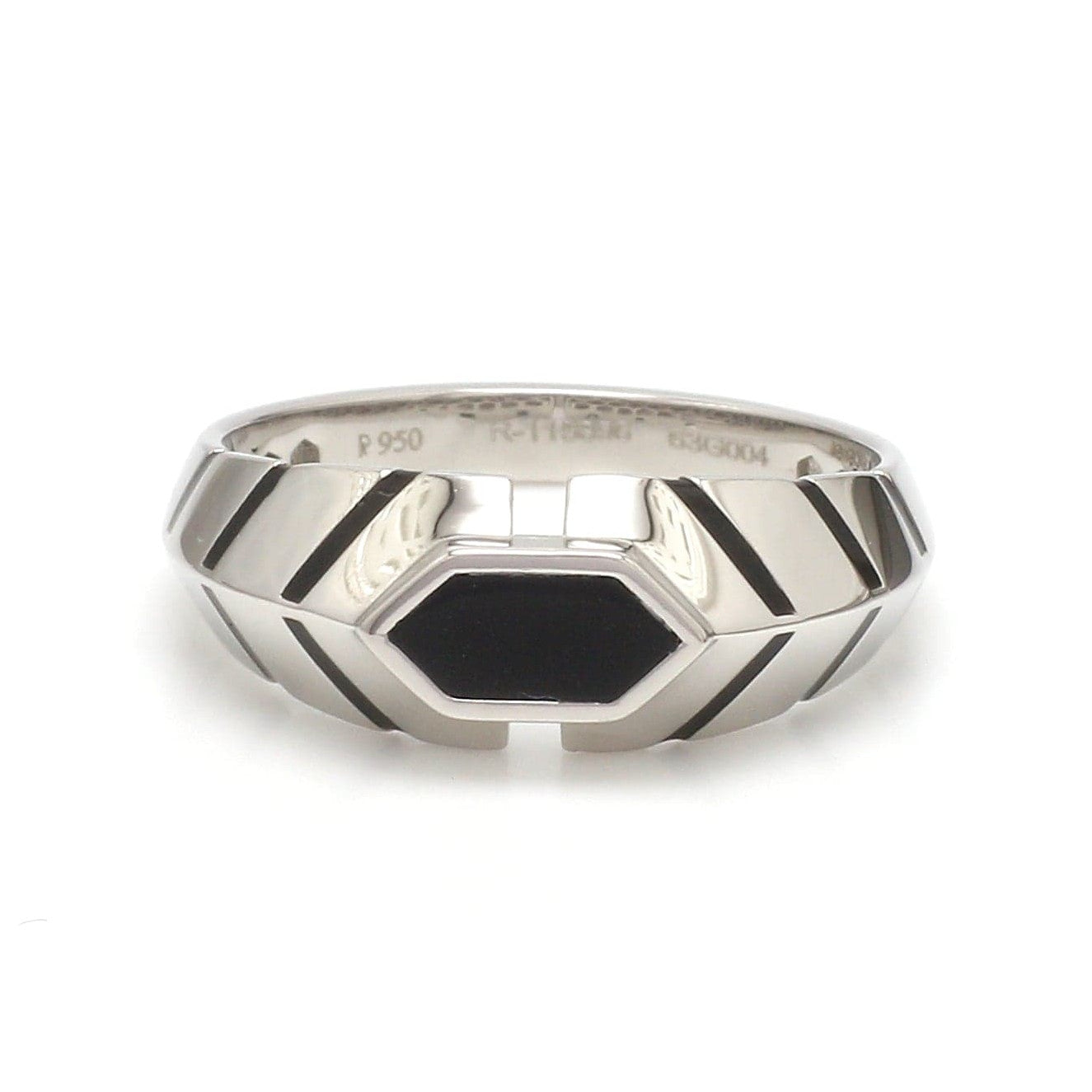 Platinum Ring with Black Enamel for Men JL PT 1310