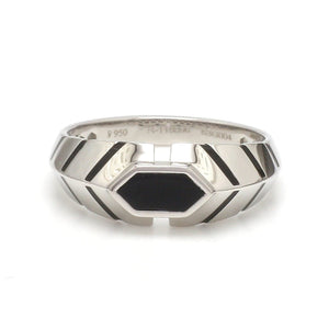 Platinum Ring with Black Enamel for Men JL PT 1310