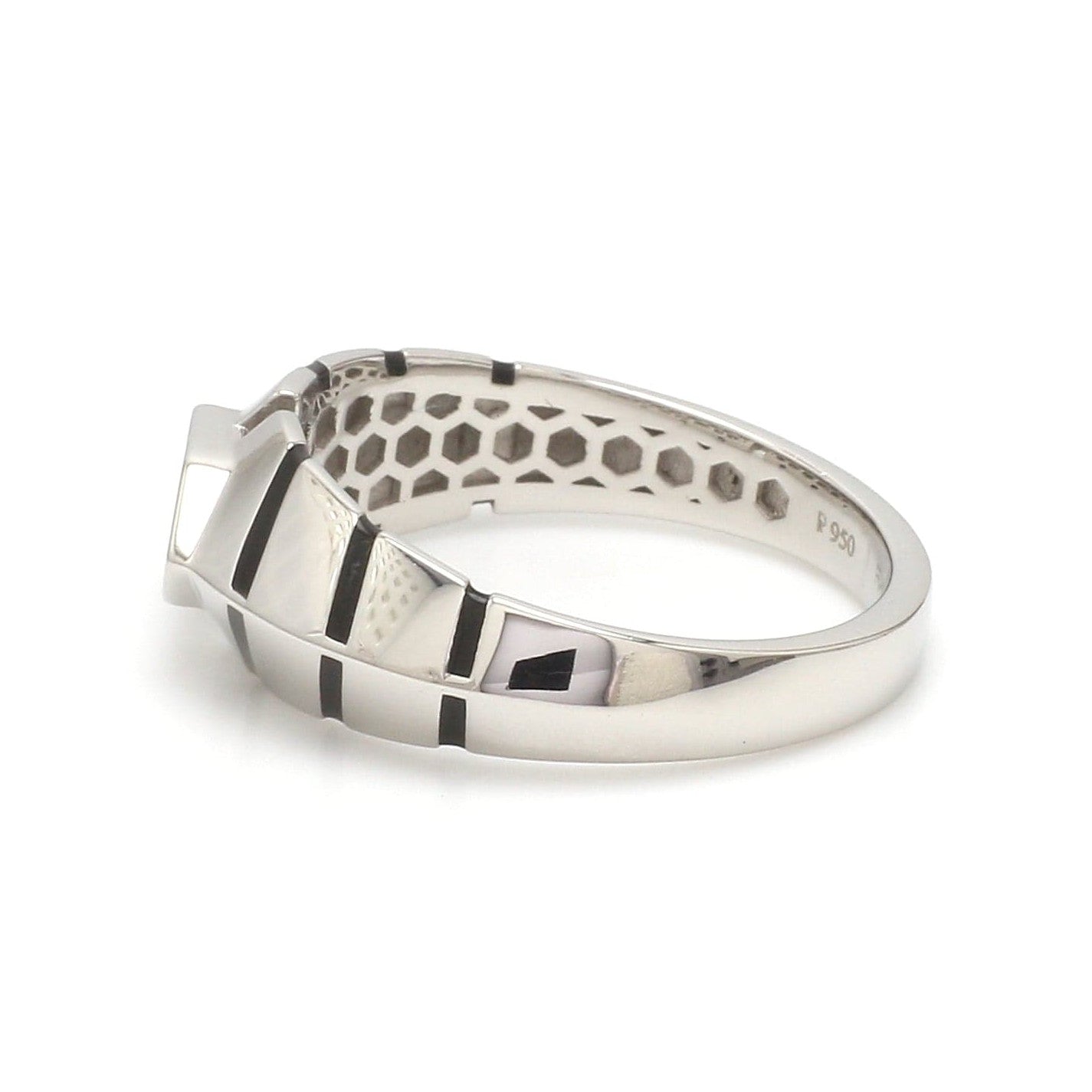 Platinum Ring with Black Enamel for Men JL PT 1310